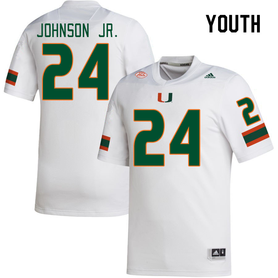 Youth #24 Chris Johnson Jr. Miami Hurricanes College Football Jerseys Stitched Sale-White
